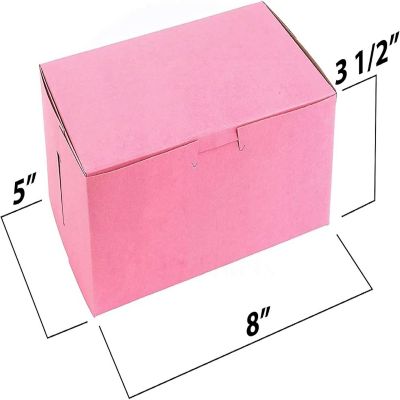 MT Products Pink Cookie Boxes - 8" x 5" x 3.5" Bakery Boxes - Pack 250 Image 1