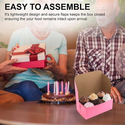 MT Products Pink Cookie Boxes - 8" x 5" x 3.5" Bakery Boxes - Pack 250 Image 2