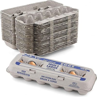 MT Products Printed Natural Pulp Large Paper Egg Cartons Hold Eggs 12 Count - Pack of 15 Image 1