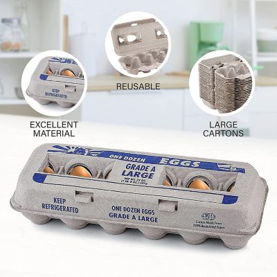 MT Products Printed Natural Pulp Large Paper Egg Cartons Hold Eggs 12 Count - Pack of 15 Image 2