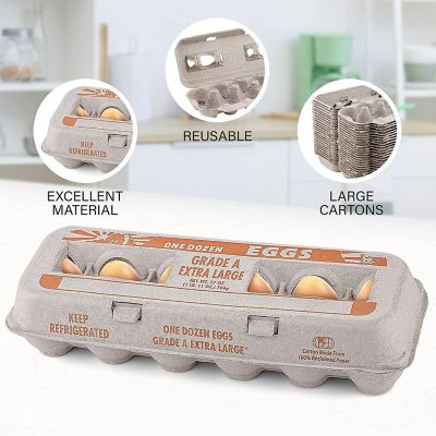 MT Products Printed Natural Pulp Paper Egg Cartons Hold Eggs 12 Count - Pack of 25 Image 2