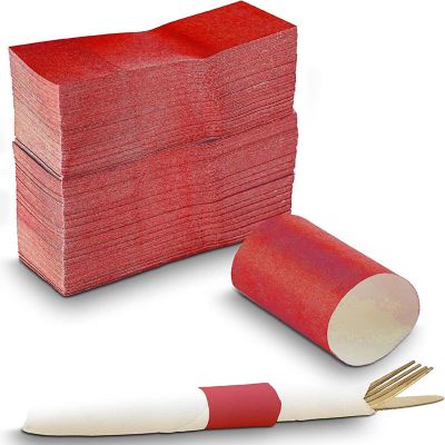 MT Products Red Paper Napkin bands Self Adhesive - Pack of 750 Image 1