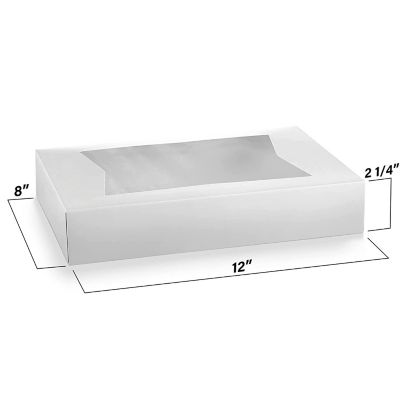 MT Products Treat Box - 12" x 8" x 2.25" White Bakery Boxes - Pack of 25 Image 1