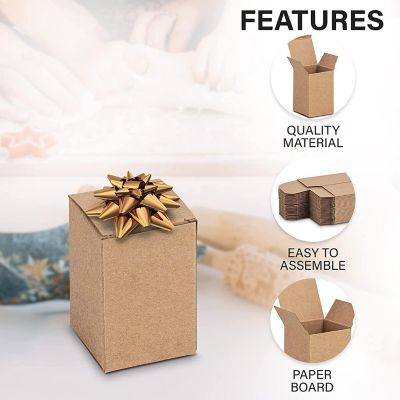 MT Products Tuck Top Kraft Paperboard Gift Boxes 2" x 2" x 3" - Pack of 30 Image 2
