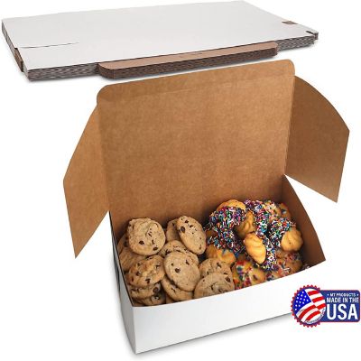 MT Products White Cookie Box - 10" x 6" x 3.5" Bakery Boxes No-Window (Pack of 15) - Made in the USA Image 1