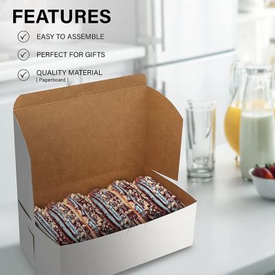 MT Products White Cookie Box - 10" x 6" x 3.5" Bakery Boxes No-Window (Pack of 15) - Made in the USA Image 3