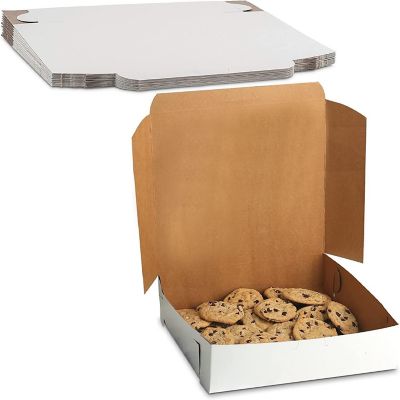 MT Products White Cookie Boxes - 9" x 9" x 3" Bakery Boxes  No-Window - Pack of 15 Image 1