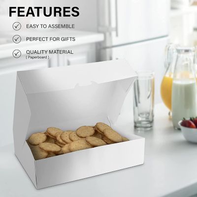MT Products White Donut Boxes - 14" x 10" x 3.5" Auto-Popup Bakery Boxes No-Window - Pack of 15 Image 1