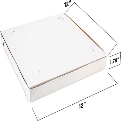 MT Products White Lock Corner Thin Pizza Box - 12" x 12" x 1.9" - Pack of 10 Image 1