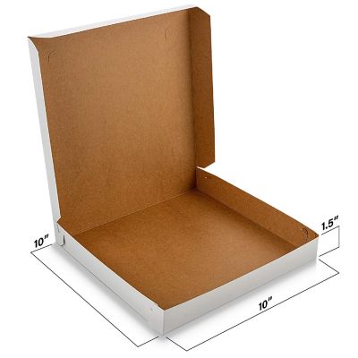 MT Products White Lock Corner Thin Pizza Box  8&quot; x 8&quot; x 1.5&quot; - Pack of 20 Image 1