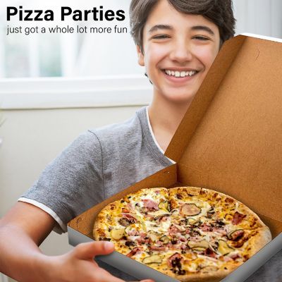 MT Products White Lock Corner Thin Pizza Box  8&quot; x 8&quot; x 1.5&quot; - Pack of 20 Image 3