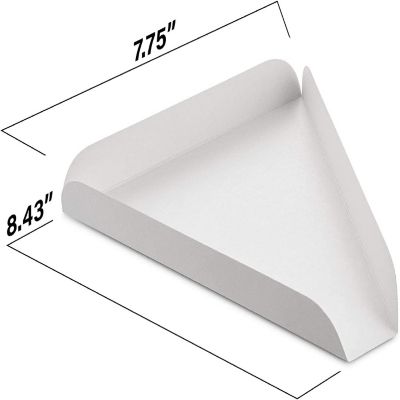 MT Products White Paperboard Single Pizza Slice Wedge Tray - Pack of 50 Image 1
