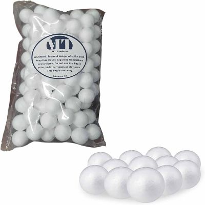 MT Products White Polystyrene Foam Balls for Crafts 1" Round - Pack of 100 Image 1