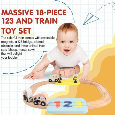 My First Railway Beginner Pack Train Wooden Puzzle Bead Set 18-Pieces 18mo+ Image 2