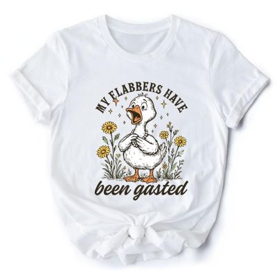 My Flabbers Have Been Gasted Goose T-Shirt, White Funny Tee for Humorous Women, XL Image 1