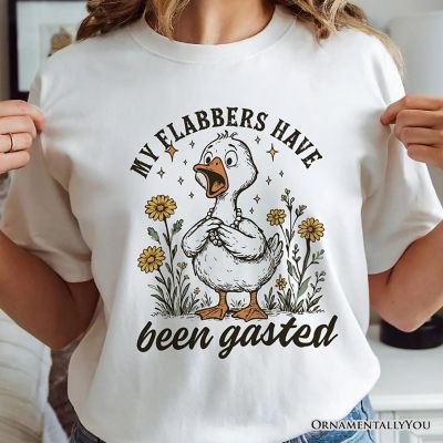 My Flabbers Have Been Gasted Goose T-Shirt, White Funny Tee for Humorous Women, XL Image 3