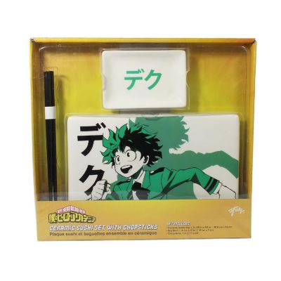 My Hero Academia Deku Sushi Plate Set  Sushi Plate, Soy Sauce Dish, & Chopsticks Image 1