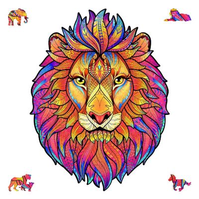 Mysterious Lion 106 Piece Shaped Wooden Jigsaw Puzzle Image 1