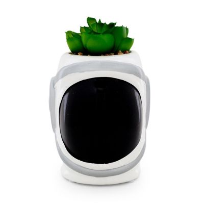 NASA Space Helmet 6-Inch Ceramic Planter With Artificial Succulent Image 1