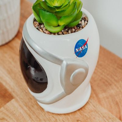 NASA Space Helmet 6-Inch Ceramic Planter With Artificial Succulent Image 3