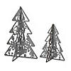 National Tree Company 10" & 7" Christmas Trees Table D&#233;cor, Lightweight Wood, Set of Two, Silver Image 1