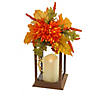 National Tree Company 14 in. Mum Flower and Berries Decorated Harvest Lantern Image 1