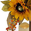 National Tree Company 14 in. Sunflower and Burlap Bow Decorated Harvest Lantern Image 2