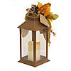 National Tree Company 14 in. Sunflower and Burlap Bow Decorated Harvest Lantern Image 3