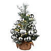 National Tree Company 2 ft. Frosted Silver Pine Tree with Battery Operated LED Lights Image 1