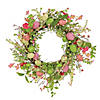 National tree company 20" flowering pink green easter wreath Image 1