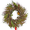 National Tree Company 22" Artificial Boxwood Holiday Christmas Wreath, Decorated with Gold Leaves, Leafy Greens, and Red Ribbons Image 4