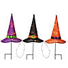 National Tree Company 23 in. Pre-Lit Multicolor Witch&#8217;s Hat Garden Stakes Image 1
