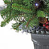 National Tree Company 24" Artificial Crestwood Spruce Porch Bush in Gray Urn, Pre-Lit with White Twinkly LED Lights, Christmas Collection, Silver, Plug In Image 2