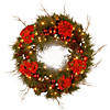 National Tree Company 24" Hydrangea Wreath with Battery Operated Warm White LED Lights Image 1