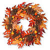 National Tree Company 24 in. Maple Wreath with Clear Lights Image 1