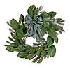 National Tree Company, 24" Magnolia Mix Pine Wreath with Fabric Bow, 50 Warm White LED Lights- Battery Operated with Remote Control Image 1