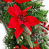 National Tree Company 26&quot; Artificial Colonial Christmas Wreath with Red Poinsettia Red Berries, Pre-Lit with White LED Lights, Battery Operated Image 2