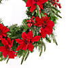 National Tree Company 26&quot; Artificial Colonial Christmas Wreath with Red Poinsettia Red Berries, Pre-Lit with White LED Lights, Battery Operated Image 3