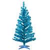 National Tree Company 3 ft. Turquoise Tinsel Tree Image 1