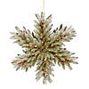 National Tree Company 32" Snowy Dunhill&#174; Fir Double-Sided Snowflake with Battery Operated LED Lights Image 1