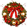 National Tree Company 36" Decorative Collection Cozy Christmas Wreath with Red and Clear Lights Image 1