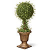 National Tree Company 36" Mini Tea Leaf 1 Ball Topiary with Black & Gold Urn-585 Tips Image 1