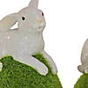 National tree company 3pc white bunny on green moss egg Image 2