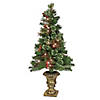National Tree Company 4 ft. Artificial Glistening Pine Entrance Christmas Tree with Red Berries and Pinecones, Pre-Lit with Clear Incandescent Lights, Plug In Image 1
