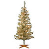 National Tree Company 4 ft. Champagne Tinsel Tree with Clear Lights Image 1