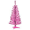 National Tree Company 4 ft. Pink Tinsel Tree with Clear Lights Image 1