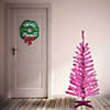 National Tree Company 4 ft. Pink Tinsel Tree with Clear Lights Image 1