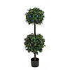 National Tree Company 46" Boxwood Double Ball Topiary in Black Plastic Nursery Pot with 100 RGB LED Lights- UL- A/C Image 1