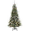 National Tree Company 6.5 ft. Snowy Morgan Spruce Slim Tree with Clear Lights Image 1