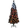 National Tree Company 6 ft. Black Fiber Optic Tree with Candy Corn Color Lights Image 1